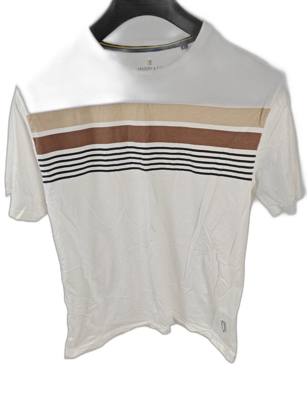 Men’s Larsson & Co Striped T-Shirt White Size XL
